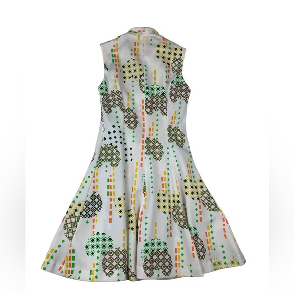vintage 70s mini dress small medium print 60 Multicolor Geometric Pattern Shirt - Picture 10 of 10
